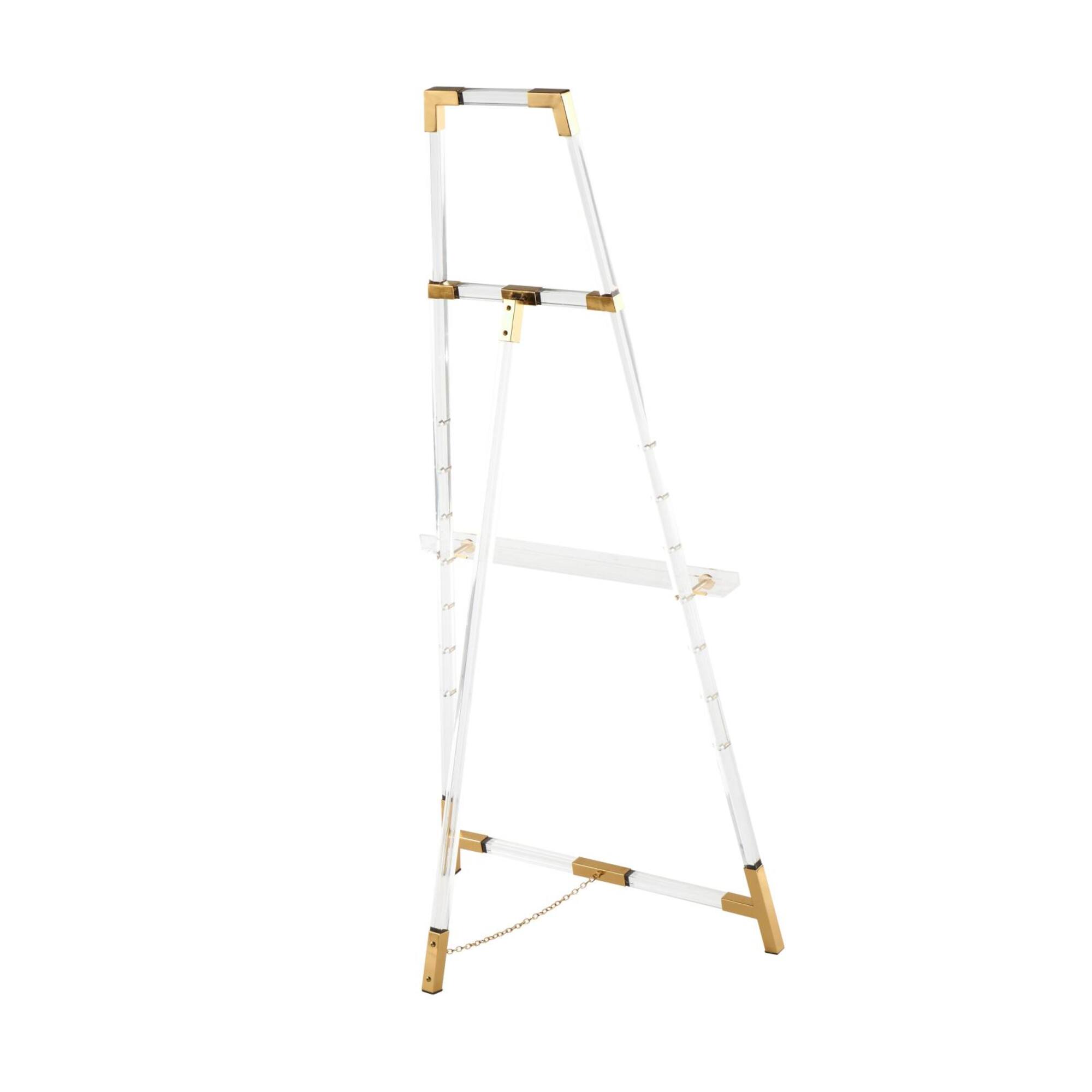 56.5" Clear Acrylic Plastic Adjustable 7-Tier Display Easel with Gold Accents & Chain Support